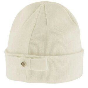 NWT Kate Spade New York Women's Metallic Metallic Rib Bow Beanie French Cream OS